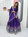 FANCY CHINON EMBROIDERY SEQUENCE WORK LEHENGA CHOLI WITH DUPATTA PARTY WEAR WHOLESALE PRICE ETHNIC GARMENT (12)