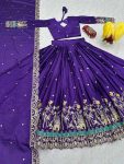 FANCY CHINON EMBROIDERY SEQUENCE WORK LEHENGA CHOLI WITH DUPATTA PARTY WEAR WHOLESALE PRICE ETHNIC GARMENT (12)