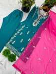 FANCY CHINON EMBROIDERY SEQUENCE WORK TOP BOTTOM WITH DUPATTA FESTIVE WEAR WHOLESALE PRICE ETHNIC GARMENT (4)