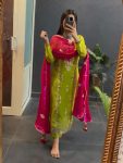FANCY CHINON EMBROIDERY SEQUENCE WORK TOP BOTTOM WITH DUPATTA FESTIVE WEAR WHOLESALE PRICE ETHNIC GARMENT (5)