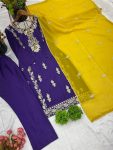 FANCY CHINON EMBROIDERY SEQUENCE WORK TOP BOTTOM WITH DUPATTA FESTIVE WEAR WHOLESALE PRICE ETHNIC GARMENT (4)