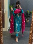 FANCY CHINON EMBROIDERY SEQUENCE WORK TOP BOTTOM WITH DUPATTA FESTIVE WEAR WHOLESALE PRICE ETHNIC GARMENT (4)