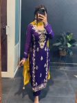 FANCY CHINON EMBROIDERY SEQUENCE WORK TOP BOTTOM WITH DUPATTA FESTIVE WEAR WHOLESALE PRICE ETHNIC GARMENT (4)