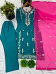 FANCY CHINON EMBROIDERY SEQUENCE WORK TOP BOTTOM WITH DUPATTA FESTIVE WEAR WHOLESALE PRICE ETHNIC GARMENT (4)