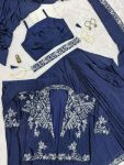 FANCY CHINON EMBROIDERY WORK SAREE STITCHED BLOUSE WITH KOTI AND BELT PARTY WEAR WHOLESALE PRICE ETHNIC GARMENT (13)