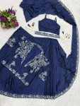 FANCY CHINON EMBROIDERY WORK SAREE STITCHED BLOUSE WITH KOTI AND BELT PARTY WEAR WHOLESALE PRICE ETHNIC GARMENT (13)