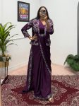 FANCY CHINON EMBROIDERY WORK SAREE STITCHED BLOUSE WITH KOTI AND BELT PARTY WEAR WHOLESALE PRICE ETHNIC GARMENT (4)