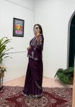 FANCY CHINON EMBROIDERY WORK SAREE STITCHED BLOUSE WITH KOTI AND BELT PARTY WEAR WHOLESALE PRICE ETHNIC GARMENT (4)