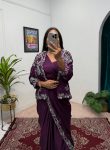 FANCY CHINON EMBROIDERY WORK SAREE STITCHED BLOUSE WITH KOTI AND BELT PARTY WEAR WHOLESALE PRICE ETHNIC GARMENT (4)