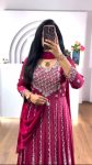 FANCY CHINON EMBROIDREY THREAD SEQUENCE WORK GOWN WITH DUPATTA PARTY WEAR WHOLESALE PRICE ETHNIC GARMENT (2)