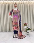 FANCY CHINON PRINTED MOTI LACE WORK TOP BOTTOM WITH DUPATTA PARTY WEAR WHOLESALE PRICE ETHNIC GARMENT (3)