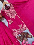 FANCY CHINON SILK EMBROIDERY SEQUENCE CODING DORI WORK WITH TASSLES TOP PALAZZO WITH DUPATTA FESTIVE WEAR WHOLESALE PRICE ETHNIC GARMENT (3)