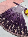 FANCY CHINON SILK EMBROIDERY SEQUENCE WORK GOWN WITH DUPATTA PARTY WEAR WHOLESALE PRICE ETHNIC GARMENT (14)