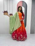 FANCY CHINON SILK EMBROIDERY SEQUENCE WORK GOWN WITH DUPATTA PARTY WEAR WHOLESALE PRICE ETHNIC GARMENT (17)
