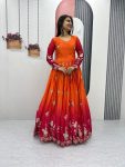 FANCY CHINON SILK EMBROIDERY SEQUENCE WORK GOWN WITH DUPATTA PARTY WEAR WHOLESALE PRICE ETHNIC GARMENT (17)