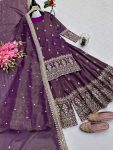 FANCY CHINON SILK EMBROIDERY SEQUENCE WORK TOP PALAZZO WITH DUPATTA PARTY WEAR WHWOLESALE PRICE ETHNIC GARMENT (7)