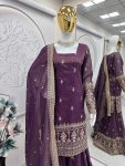 FANCY CHINON SILK EMBROIDERY SEQUENCE WORK TOP PALAZZO WITH DUPATTA PARTY WEAR WHWOLESALE PRICE ETHNIC GARMENT (7)
