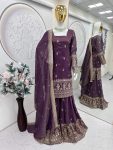 FANCY CHINON SILK EMBROIDERY SEQUENCE WORK TOP PALAZZO WITH DUPATTA PARTY WEAR WHWOLESALE PRICE ETHNIC GARMENT (7)