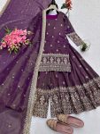 FANCY CHINON SILK EMBROIDERY SEQUENCE WORK TOP PALAZZO WITH DUPATTA PARTY WEAR WHWOLESALE PRICE ETHNIC GARMENT (7)