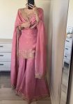 FANCY CHINON SILK EMBROIDERY SEQUENCE WORK TOP SHARARA WITH DUPATTA PARTY WEAR WHOLESALE PRICE ETHNIC GARMENT (6)