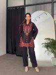 FANCY CREPE SILK PRINTED TOP PANT SET PARTY WEAR WHOLESALE PRICE ETHNIC GARMENT (4)