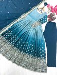 FANCY DUAL TONE CHINON SILK EMBROIDERY SEQUENCE WORK GOWN BOTTOM WITH DUPATTA FESTIVE WEAR WHOLESALE PRICE ETHNIC GARMENT (7)