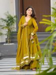 FANCY FAUX GEORGETTE GOTA PATTI PATTER STITCHES WORK GOWN BOTTOM WITH DUPATTA FESTIVE WEAR WHOLESALE PRICE ETHNIC GARMENT (19)