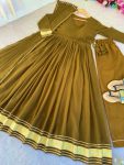 FANCY FAUX GEORGETTE GOTA PATTI PATTER STITCHES WORK GOWN BOTTOM WITH DUPATTA FESTIVE WEAR WHOLESALE PRICE ETHNIC GARMENT (19)
