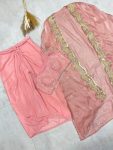 FANCY FRENCH CRAPE SEQUENCE EMBROIDERY AND SILVER MOTI LACE TUBE BLOUSE DRAPED SKIRT WITH SHRUG PARTY WEAR WHOLESALE PRICE ETHNIC GARMENT (2)