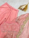 FANCY FRENCH CRAPE SEQUENCE EMBROIDERY AND SILVER MOTI LACE TUBE BLOUSE DRAPED SKIRT WITH SHRUG PARTY WEAR WHOLESALE PRICE ETHNIC GARMENT (2)