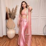 FANCY FRENCH CRAPE SEQUENCE EMBROIDERY AND SILVER MOTI LACE TUBE BLOUSE DRAPED SKIRT WITH SHRUG PARTY WEAR WHOLESALE PRICE ETHNIC GARMENT (2)