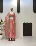 FANCY FRENCH CRAPE SEQUENCE EMBROIDERY AND SILVER MOTI LACE TUBE BLOUSE DRAPED SKIRT WITH SHRUG PARTY WEAR WHOLESALE PRICE ETHNIC GARMENT (2)
