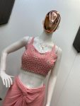 FANCY FRENCH CRAPE SEQUENCE EMBROIDERY AND SILVER MOTI LACE TUBE BLOUSE DRAPED SKIRT WITH SHRUG PARTY WEAR WHOLESALE PRICE ETHNIC GARMENT (2)