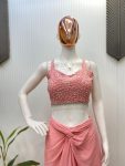 FANCY FRENCH CRAPE SEQUENCE EMBROIDERY AND SILVER MOTI LACE TUBE BLOUSE DRAPED SKIRT WITH SHRUG PARTY WEAR WHOLESALE PRICE ETHNIC GARMENT (2)