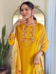 FANCY GADWAL SILK EMBROIDERY WORK TOP BOTTOM WITH DUPATTA FESTIVE WEAR WHOLESALE PRICE ETHIC GARMENT (6)
