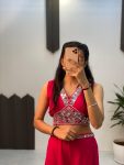 FANCY GEORGETTE EMBROIDERY MIRROR WORK BLOUSE PALAZZO WITH SHRUG PARTY WEAR WHOLESALE PRICE ETHNIC GARMENT (9)
