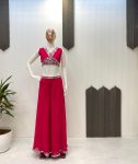 FANCY GEORGETTE EMBROIDERY MIRROR WORK BLOUSE PALAZZO WITH SHRUG PARTY WEAR WHOLESALE PRICE ETHNIC GARMENT (9)
