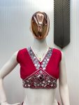 FANCY GEORGETTE EMBROIDERY MIRROR WORK BLOUSE PALAZZO WITH SHRUG PARTY WEAR WHOLESALE PRICE ETHNIC GARMENT (9)