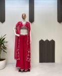 FANCY GEORGETTE EMBROIDERY MIRROR WORK BLOUSE PALAZZO WITH SHRUG PARTY WEAR WHOLESALE PRICE ETHNIC GARMENT (9)