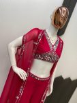 FANCY GEORGETTE EMBROIDERY MIRROR WORK BLOUSE PALAZZO WITH SHRUG PARTY WEAR WHOLESALE PRICE ETHNIC GARMENT (9)