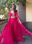 FANCY GEORGETTE EMBROIDERY MIRROR WORK BLOUSE PALAZZO WITH SHRUG PARTY WEAR WHOLESALE PRICE ETHNIC GARMENT (9)