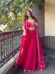FANCY GEORGETTE EMBROIDERY MIRROR WORK BLOUSE PALAZZO WITH SHRUG PARTY WEAR WHOLESALE PRICE ETHNIC GARMENT (9)