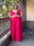 FANCY GEORGETTE EMBROIDERY MIRROR WORK BLOUSE PALAZZO WITH SHRUG PARTY WEAR WHOLESALE PRICE ETHNIC GARMENT (9)