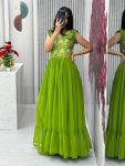 FANCY GEORGETTE EMBROIDERY THREAD AND SEQUENCE WORK GOWN FESTIVE WEAR WHOLESALE PRICE ETHNIC GARMENT (20)