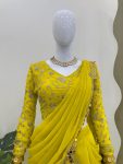 FANCY GEORGETTE FANCY COIN LACE BORDER WORK READY TO WEAR LEHENGA SAREE WITH UNSTITCHED BLOUSE PARTY WEAR WHOLESALE PRICE ETHNIC GARMENT (3)
