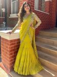 FANCY GEORGETTE FANCY COIN LACE BORDER WORK READY TO WEAR LEHENGA SAREE WITH UNSTITCHED BLOUSE PARTY WEAR WHOLESALE PRICE ETHNIC GARMENT (3)