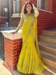 FANCY GEORGETTE FANCY COIN LACE BORDER WORK READY TO WEAR LEHENGA SAREE WITH UNSTITCHED BLOUSE PARTY WEAR WHOLESALE PRICE ETHNIC GARMENT (3)