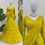 FANCY GEORGETTE FANCY COIN LACE BORDER WORK READY TO WEAR LEHENGA SAREE WITH UNSTITCHED BLOUSE PARTY WEAR WHOLESALE PRICE ETHNIC GARMENT (3)