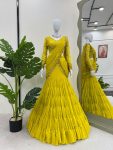 FANCY GEORGETTE FANCY COIN LACE BORDER WORK READY TO WEAR LEHENGA SAREE WITH UNSTITCHED BLOUSE PARTY WEAR WHOLESALE PRICE ETHNIC GARMENT (3)