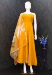FANCY GEORGETTE FANCY LACE WORK GOWN WITH DUPATTA YELLOW